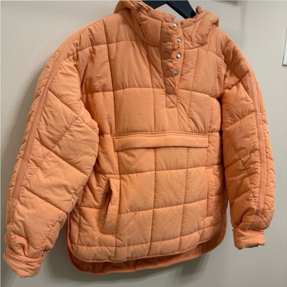Orange Quilted Hooded Jacket